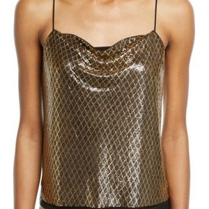 Alice & Olivia Harmon Gold Chainmail Tank